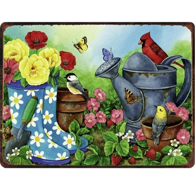 Retro Vintage Garden Decor Plaque flowers House Home Metal Wall Sign