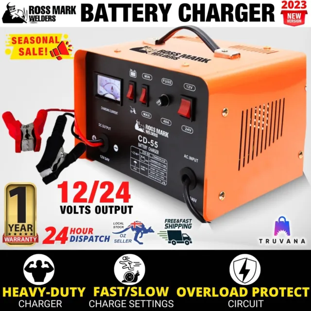 Rossmark 2in1 Battery Charger Jump Starter New Dual Heavy Duty Car Charger 40Amp