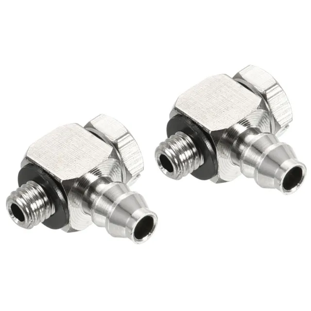 2pcs 3.5mm Barb M3x0.5 Male Thread Hose Pipe Fitting Elbow Electroplated Copper