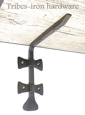 Pair of Wrought Iron 6.8" Shelf Brackets Rustic Metal Handmade Wall Decor Holder
