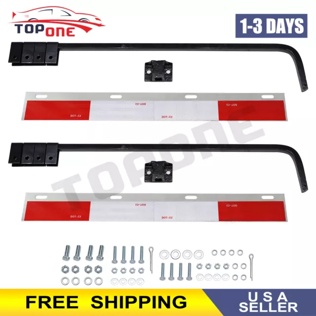 Pair Semi Truck Mud Flap Hangers Kit 30" with 24" Mud Flaps Reflective Plates