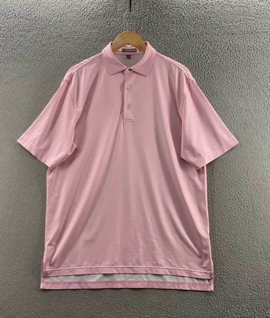 Peter Millar Polo Shirt Mens Medium Pink White Mini Check Summer Comfort Golf