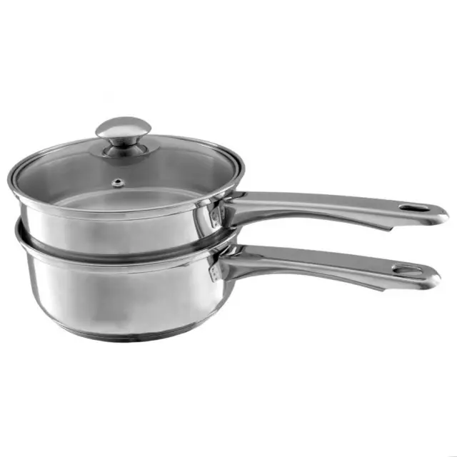 NEW 1.5 Qt. Stainless Steel Double Boiler Saucepan with Lid