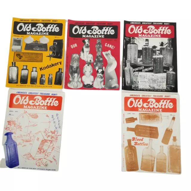 Vintage Old Bottle Magazine 1975 Lot of 11 Insulators Bottles Relics