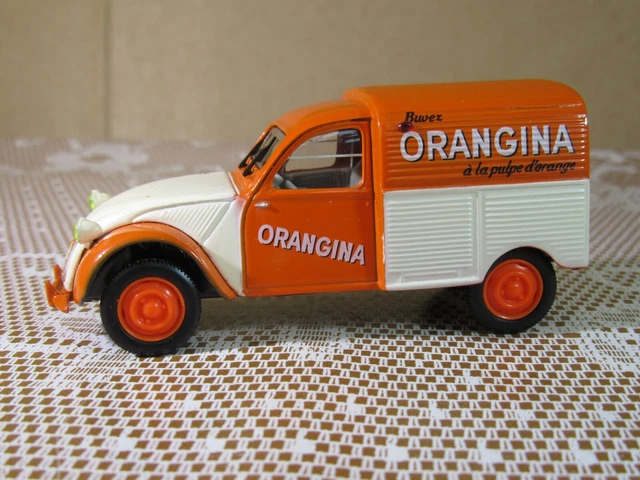 Miniature Citroën 2CV AZU 1955 édition Orangina - Échelle 1/43 Par Norev/Hachette - Excellent état En Boîte