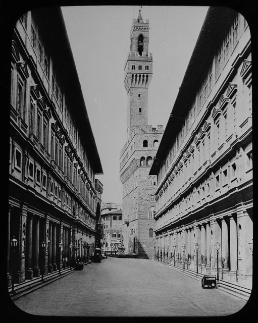 FLORENCE THE UFFIZI C1890 ANTIQUE VICTORIAN Magic Lantern Slide PHOTOGRAPH