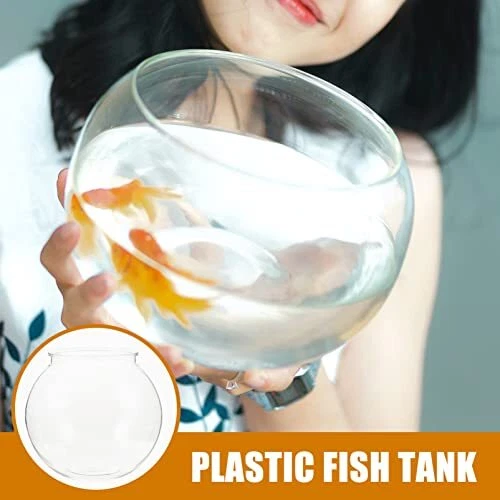 POPETPOP Fish Bowl Plastic- Transparent Small Aquarium, Small Fish Tank, Fishbow 2