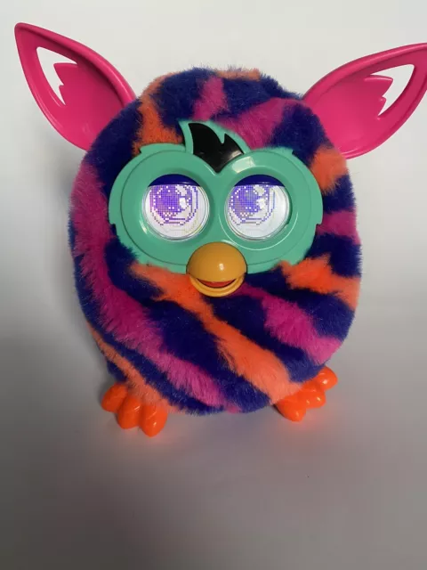 Furby Boom 2012 Working Batteries Included Stripes Pink Orange Blue Excellent