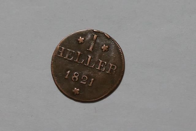 Germany Frankfurt 1 Heller 1821 B38 #Z6698