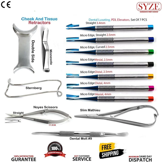 Kit Instruments Chirurgie Dentaire En Acier Inoxydable - Neuf - Professionnel/Étudiant