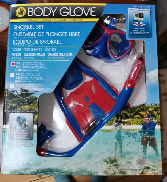 Body Glove Youth Snorkel Set with Mesh Gear Bag Action Camera Ready GoPro Mount