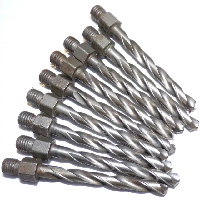Threaded Shank Drill Bits, Dia 3/16, Oal 2-7/16, Flute 1-5/8, 2 Flute, Lot Of 9