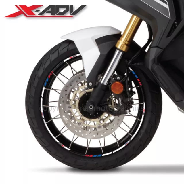 Honda X-ADV 750 motorcycle wheel decals rim stickers stripes xadv white x adv