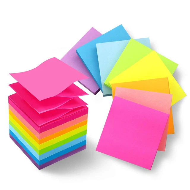 8 Pads Pop Up Sticky Notes 3x3 Refills Bright Colors Self-Stick Notes Pads Su...