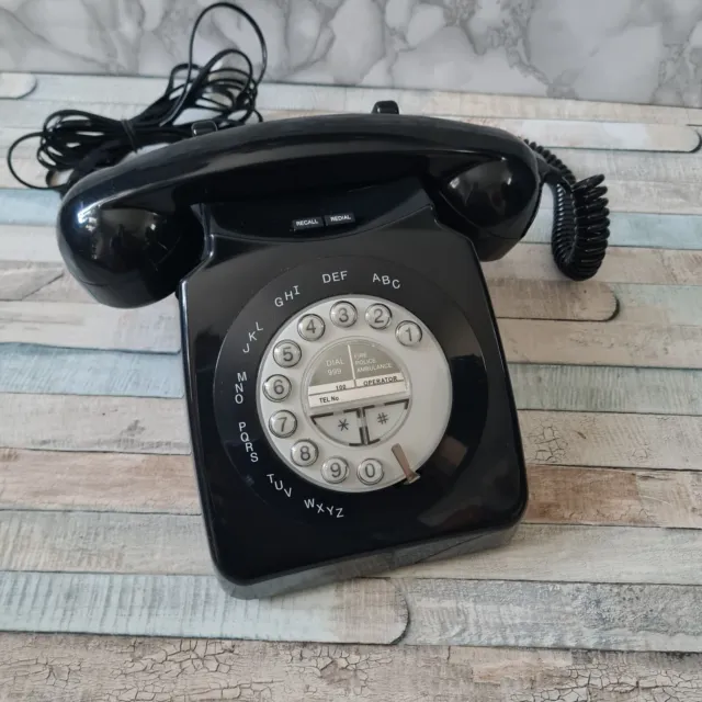 Geemarc Telecom Mayfair Push Button Telephone Black Vintage / Retro - Landline