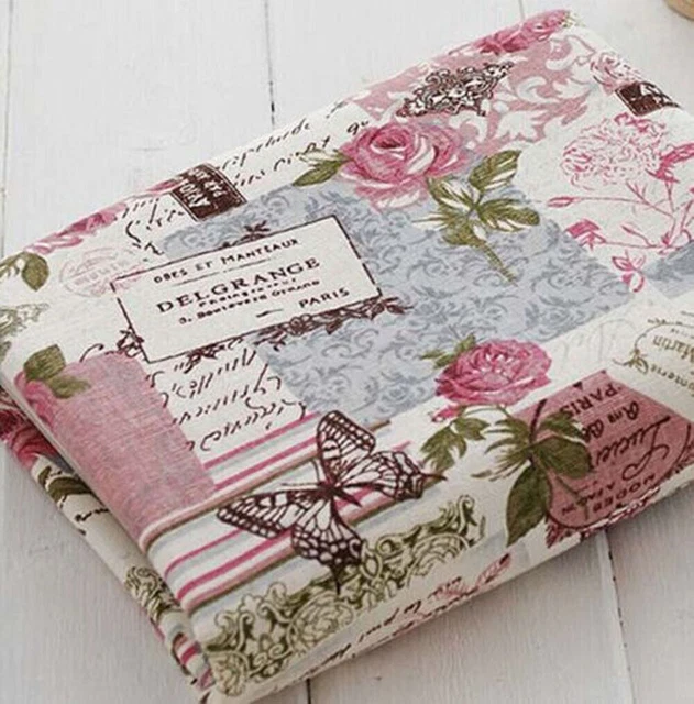 Retro Rose Cotton and linen Pre-Cut Cotton Quilt cloth Fabric for Sewing  D22