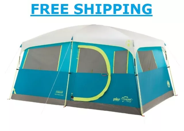 8-Person Tenaya Lake Fast Pitch Cabin Camping Tent with Closet, Light Blue NEW