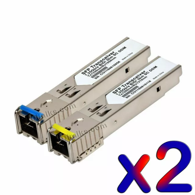 3 km WDM BiDi SFP 1G DDM SC GLC-BX-D GLC-BX-U 1310/1550 transceiver 2pc (1+1)