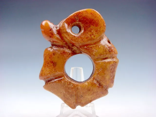 Old Nephrite Jade Stone Carved HongShan Culture Ancient Piggy Dragon #08212208