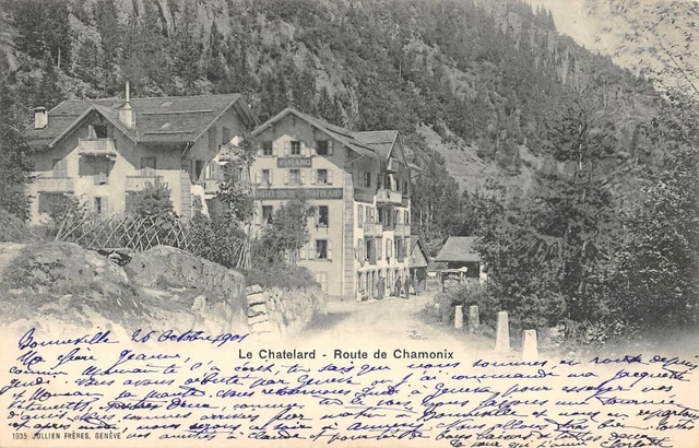 Cpa 74 Le Chatelard Route De Chamonix