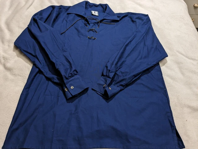Camicia Jacobite Ghillie Kilt 2Xl Xxl 27,5 P2P Blu Scozzese Highland Wear