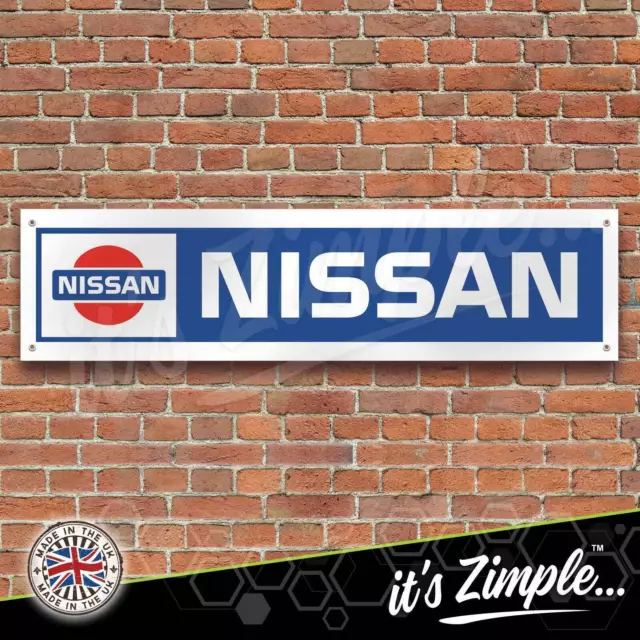 Retro Nissan logo Banner Garage Workshop Sign Printed PVC Trackside Display