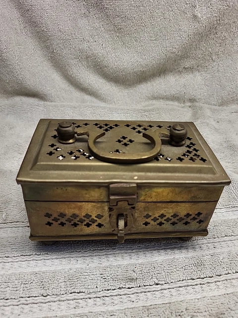 Antique Brass Big Betel Nut Box Jali Cut Work