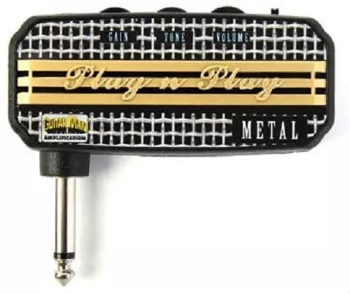 Guitar Man Plug N Play Metal Mini Headphone Amp Amplifier MP3 input