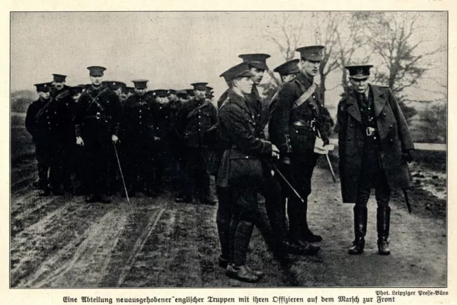 1914 * Abteilung neuer englischer Truppen mit Offizieren *  WW1