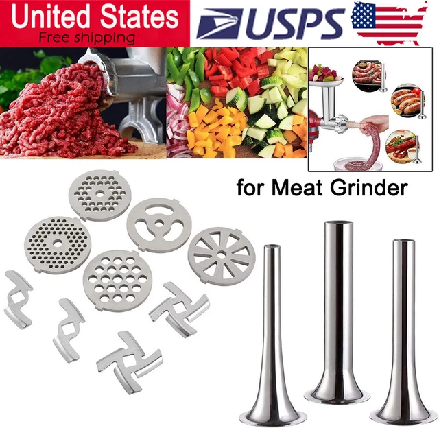 Meat Grinder Cutter Blades Plate Discs & Sausage Stuffer Tube For Meat Grinder