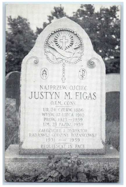 c1960's Justyn M. Figas Buffalo New York NY Posted Polish Tombstone Postcard