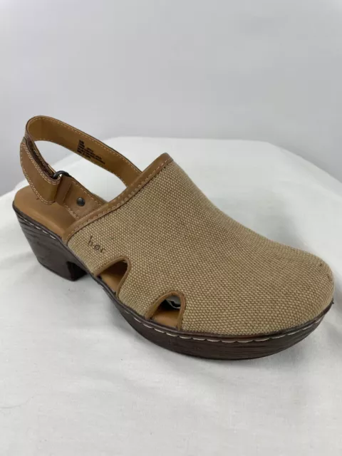 Boc Shoes B.O.C. Lyza Cutout Canvas Slingback Clog Tan/Brown Size 9M