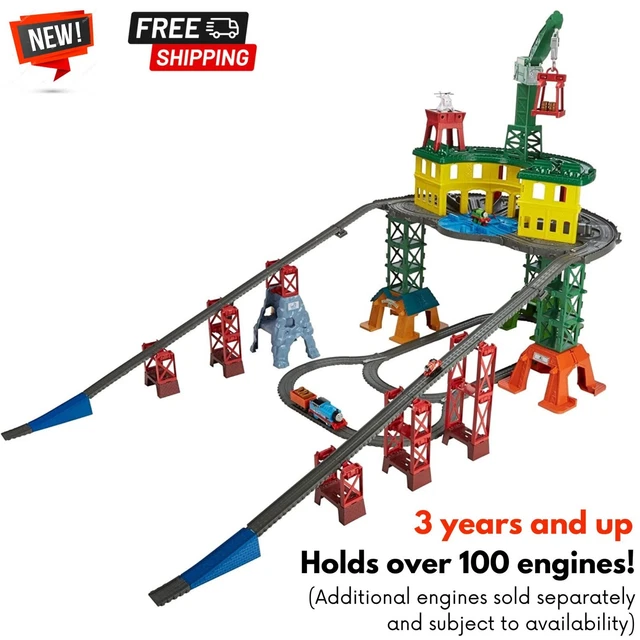 LARGE TOYS TRAIN Track Set Motorized Thomas w/ Station Crane Kids