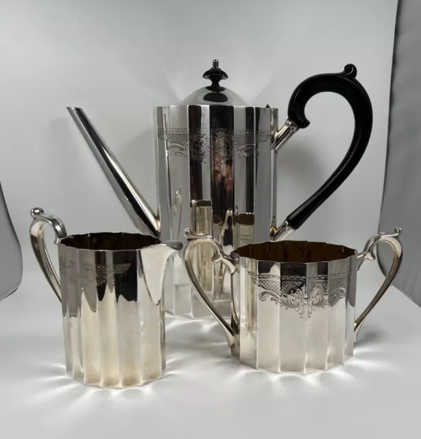 Vtg 1960 4 Pc Set LUNT Revere Silverplate Coffee Pot Sugar Bowl & Creamer