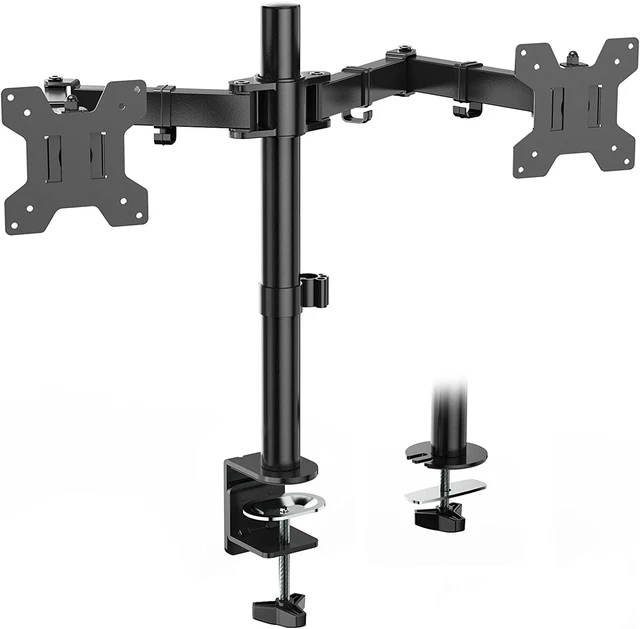Dual LCD Monitor Fully Adjustable Desk Mount Stand Fits 2 Screens up to 27