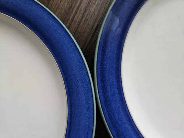 2 X DENBY METZ DINNER LARGE PLATES 26.5cm 10.5in BLUE WHITE GREEN 2