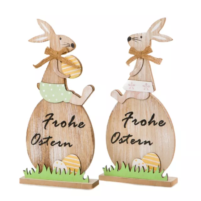 putziger großer Osterhase auf Ei mit Schriftzug Frohe Ostern Preis für 1 Stück