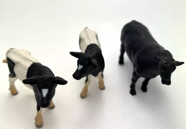 Lot of 3 - (2) 2" HOLSTEIN CALF Safari Ltd Farm Animal Figure Toy