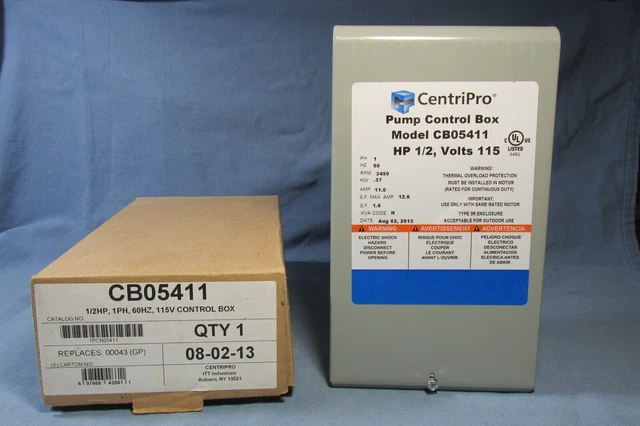 NOS Centripro Model CB05411 PUMP CONTROL BOX 1/2 hp 115 VOLTS 11 Amps