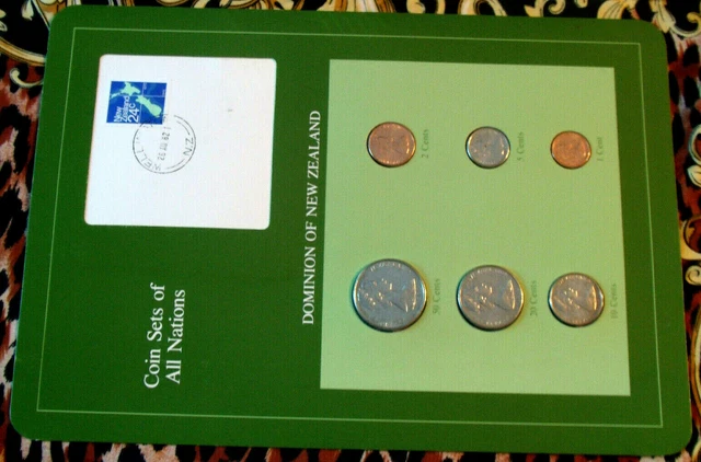 Coin Sets of All Nations New Zealand UNC w/Card All 1982 but 1 cent 1983