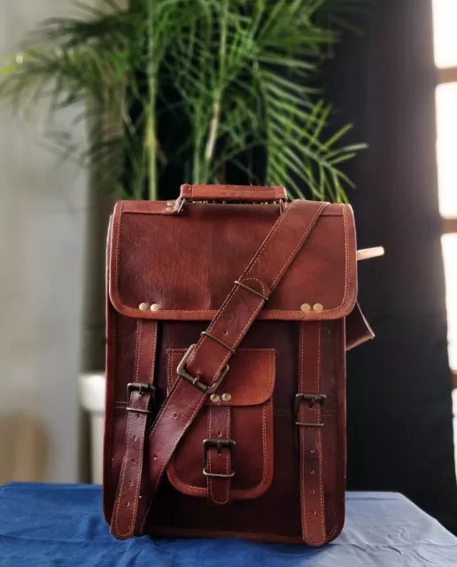 Neuf 25 " Marron Cuir Vintage Homme Sac Ordinateur Portable Messager Mallette