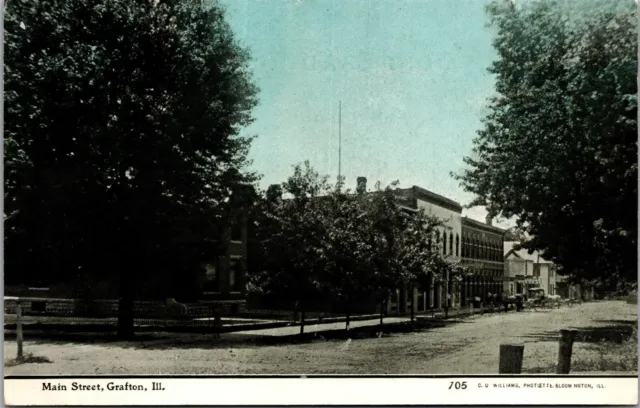 Vtg Grafton Illinois IL Main Street View 1910s Postcard