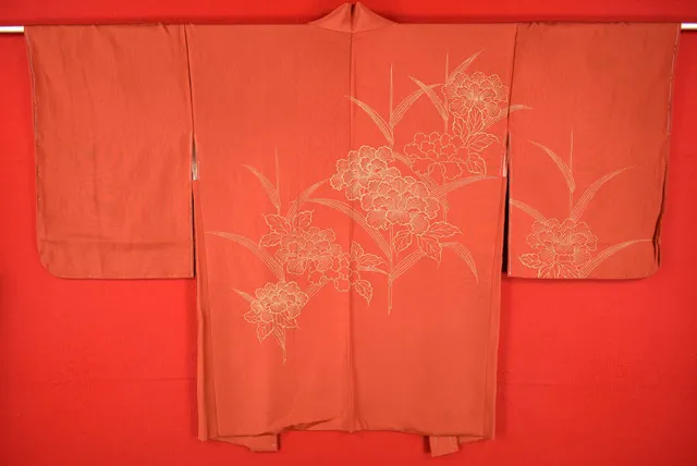 Vintage Japanese Kimono Silk Antique BORO HAORI Kusakizome Dyed/A053/560