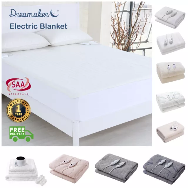 Electric Blanket Fitted Washable Heated Throw Underlay Single Double Queen King