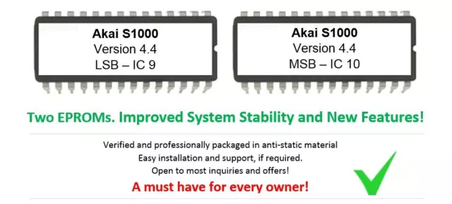 Akai S-1000 – Version 4.4 OS Upgrade Upgrade EPROM Firmware for S1000 Sampler