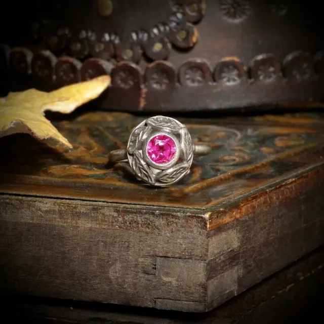 Big Antique Soviet Russian Sterling Silver 875 Ring Ruby Women  Jewelry Size 8