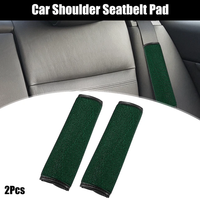2 Pcs Car Seat Belt Protector Pads Shoulder Strap Seatbelt Soft Covers Green