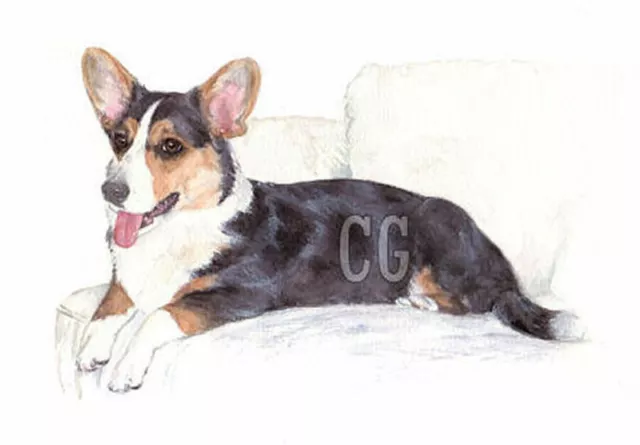 WELSH CORGI. no2.   3 Blank Dog greeting cards by Christine Groves