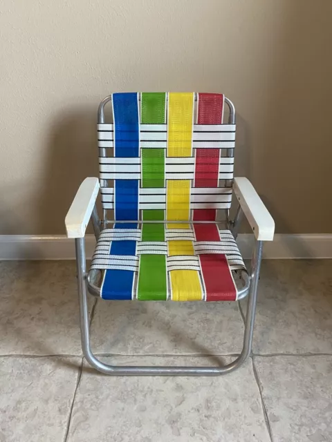 VINTAGE 1970 80 S RAINBOW Webbed Woven Kids Child Aluminum