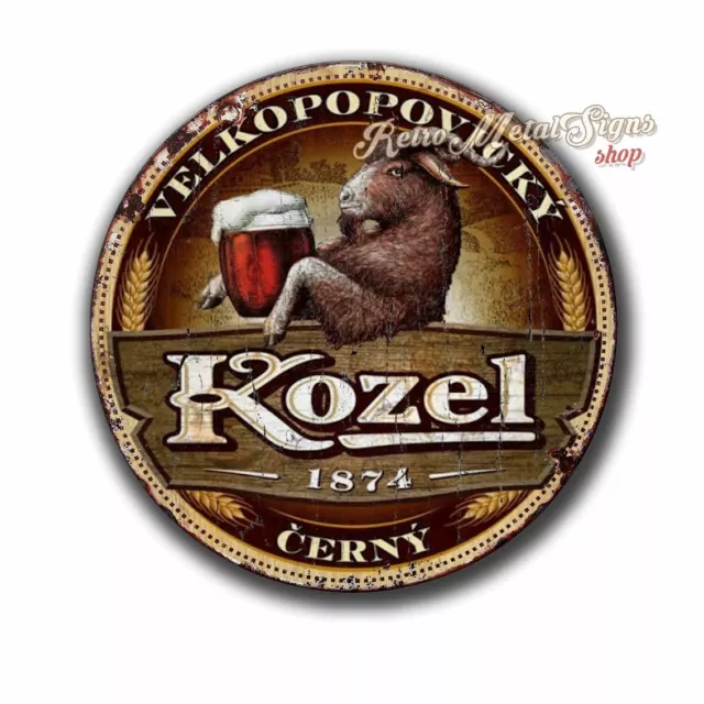 Kozel Lager Beer  vintage pub bar 12" round circular  metal tin sign